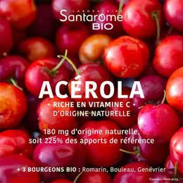 Santarome Bio - Acérola Bio 1000 - Vitamine C naturelle - 60 comprimés à croquer