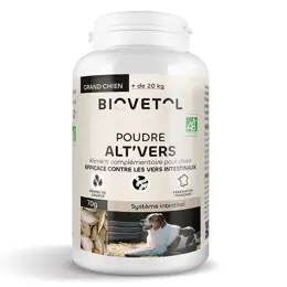 Biovetol - Alimentaire Bien-Être - Poudre Alt'vers Grand Chien Bio >20kg - 70g