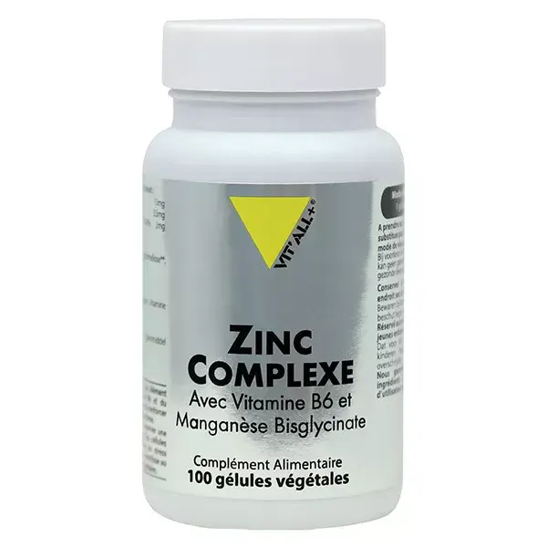 Vit'all+ ZINC COMPLEXE Zinc, Vitamine B6, Manganèse 100 gélules