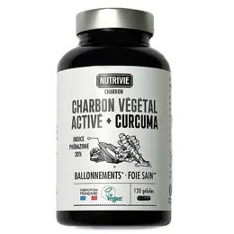 Nutrivie Charbon Végétal Activé Curcuma Végan 120 gélules