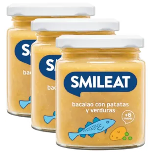 Smileat Organic Vegetable, Potato and Cod Jar +6m 3x230 gr