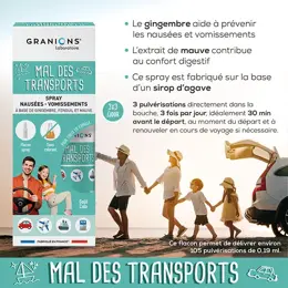 GRANIONS - Spray Mal des Transports Enfant et Adulte - Contre Nausées - 20 mL