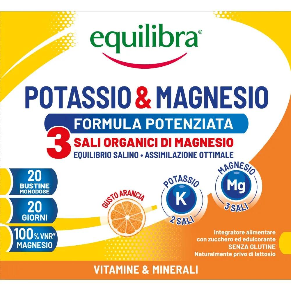 Equilibra Potassio & Magnesio Formula Potenziata Integratore Sali Minerali 20 Bustine