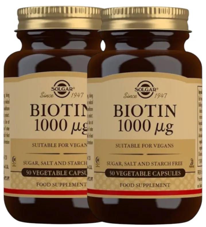 Solgar Biotin 1000mg 2x50 Vegetable Capsules