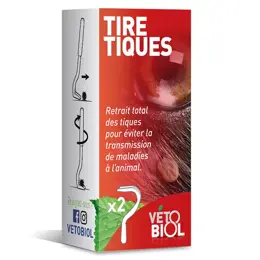 Vétobiol Antiparasitaire Tire Tiques 2 unités