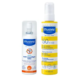 Mustela Spray Solare Protezione Molto Alta SPF50 200ml + Repellente per Zanzare Baby 100ml