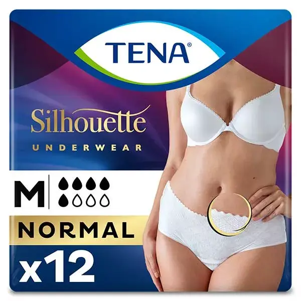 TENA Silhouette Sous-Vêtement Taille Basse Blanc Normal Taille M 12 unités
