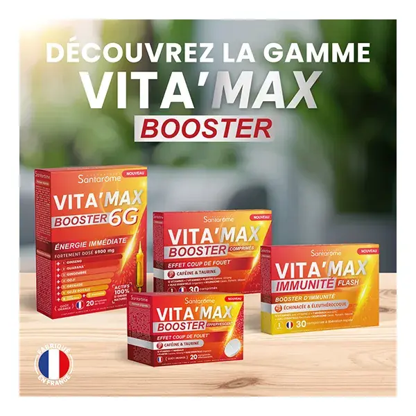 Santarome Vita'Max Booster Anti fatigue Caféine & Taurine 30 comprimés