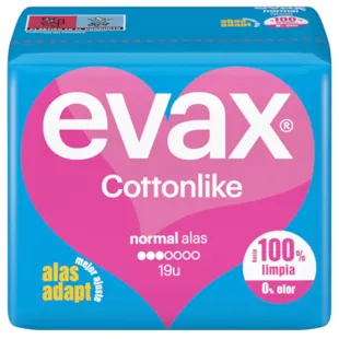 Evax Compressas Aladas Normais Cottonlike 19 unidades