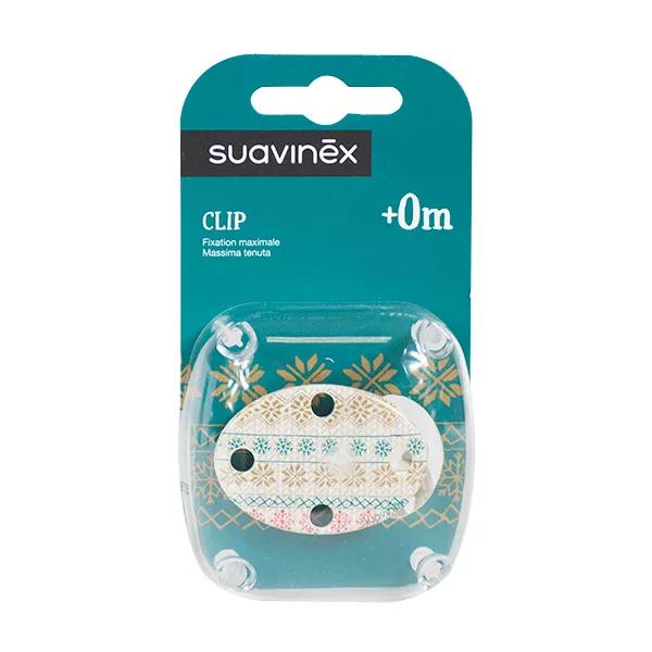 Suavinex Clip Chupete Invierno Blanco Jacquard 