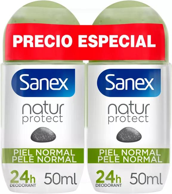 Sanex Natur Protect Desodorante Roll-On Alum Stone Pele Normal 2x50 ml