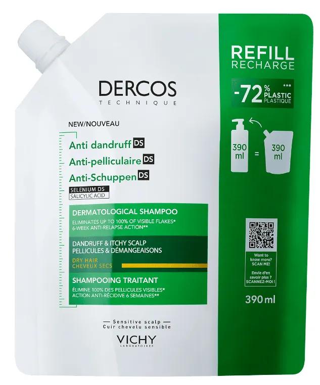 Vichy Dercos Technique Anti-Schuppen-Shampoo für normales oder fettiges Haar, 390 ml