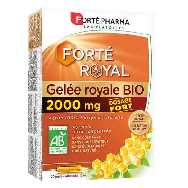 Forté Pharma Forté Royal Gelée Royale Bio 2000mg Fatigue & Défenses 20 ampoules