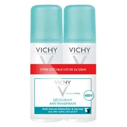 Vichy Déodorant Anti-Traces Blanches & Jaunes 48h Spray Lot de 2 x 125ml