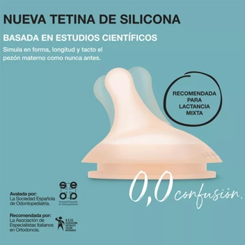Suavinex, Biberón Anticólico Zero Zero, con Tetina de Flujo Adaptable (A)  de Silicona, +0 Meses, Biberón para Recién Nacidos, compatible Lactancia