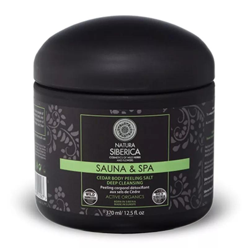 Natura Siberica Körperpeeling mit salzbasiertem Zedernholz-Sauna-Spa 370 ml