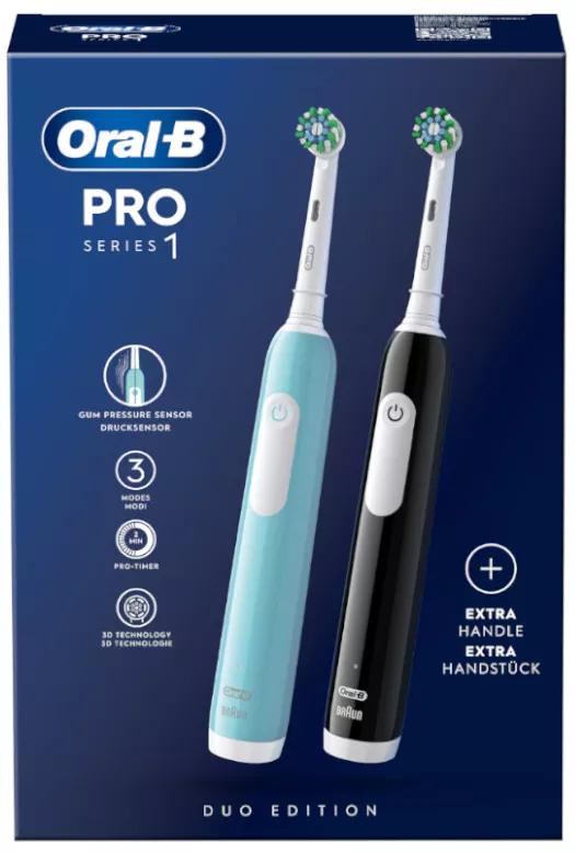Oral-B Pro Duplo Elektrische Zahnbürste Schwarz + Blau