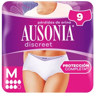 Ausonia Calcinha Feminina Discreet para Incontinência Plus M 9 unidades