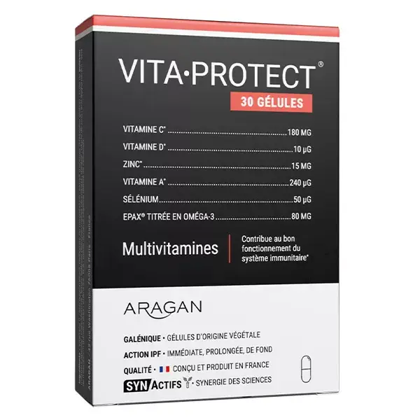 Aragan - Synactifs - VitaProtect® - Immunité - Vitamines C, D, Zinc - 30 gélules