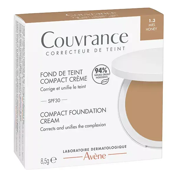 Avene Couvrance Crème de teint compacte Fini semi-mat Miel 8,5 gr