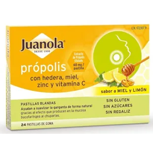 Miel de zinc Juanola Lierre de Propolis Vitamine C Goût miel 24 comprimés doux citron