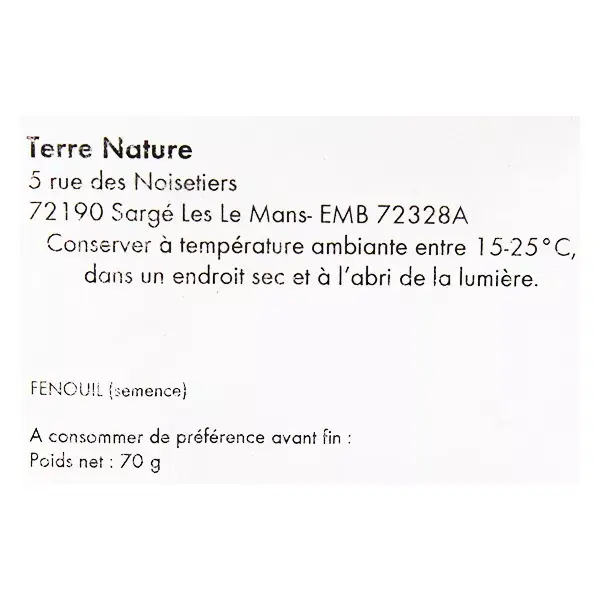 Vit'all+ Tisane Fenouil Semence Bio 70g