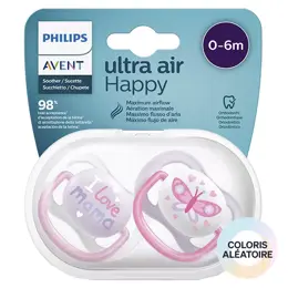 Avent Sucette Ultra Air 0-6m Mixte Love Mama Lot de 2