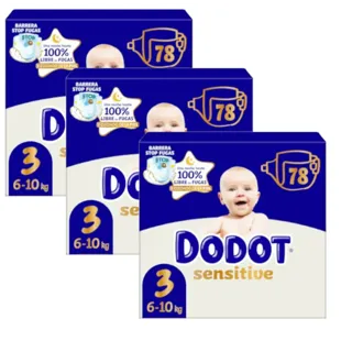 Fraldas Dodot Sensitive T3 (6-10 Kg) 3x74 unidades