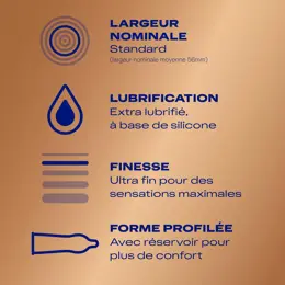 Durex Nude Extra Lubrification Sensation Peau Contre Peau 8 préservatifs ultra fins