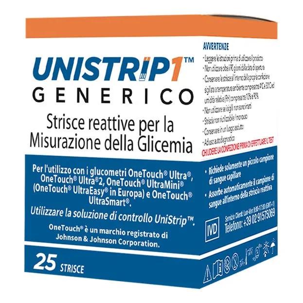 Unistrip1 Strisce Reattive Per La Misurazione Della Glicemia 25 Strisce