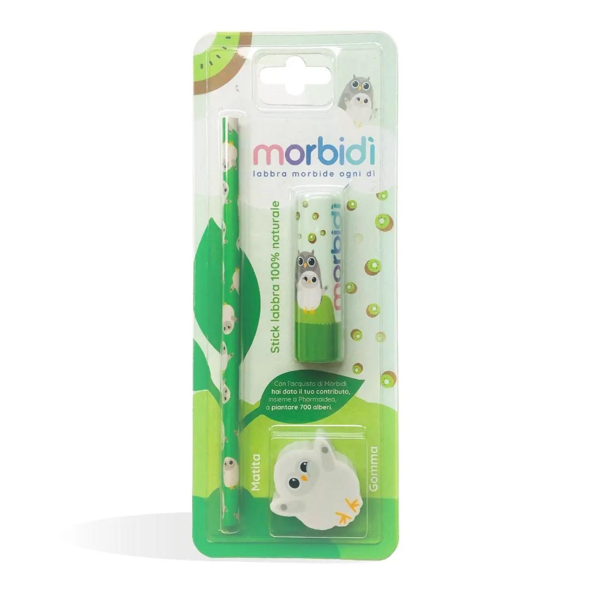 Morbidì Stick Labbra Idratante Protettivo Aroma Kiwi 100% naturale + Kit disegno