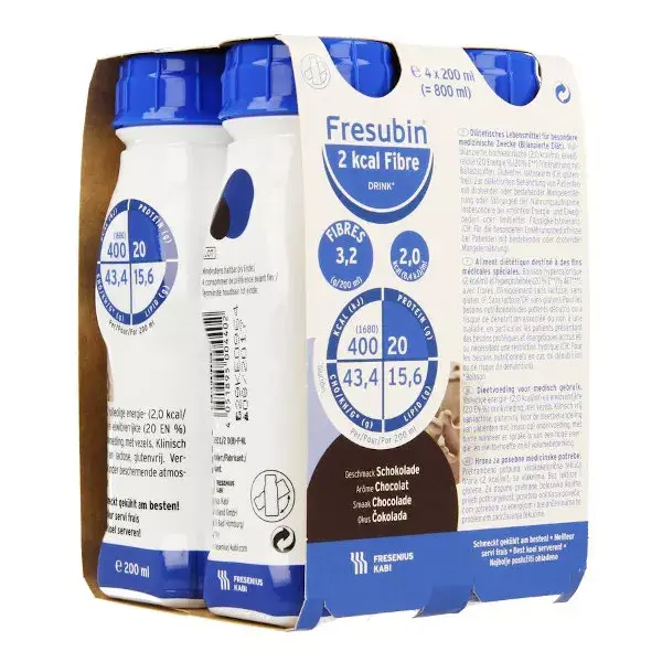 Fresenius Fresubin 2Kcal Fibre Drink Chocolat Aliment Liquide 4 x 200ml