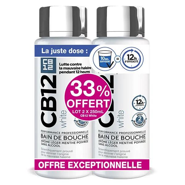CB12 White Bain de Bouche Menthe Légère Lot de 2 x 250ml
