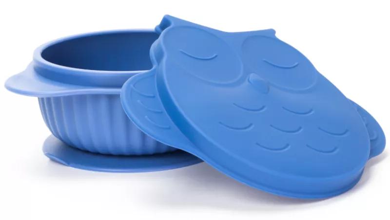 Ciotola in silicone InnoGIO GIOfresh con coperchio e ventosa blu