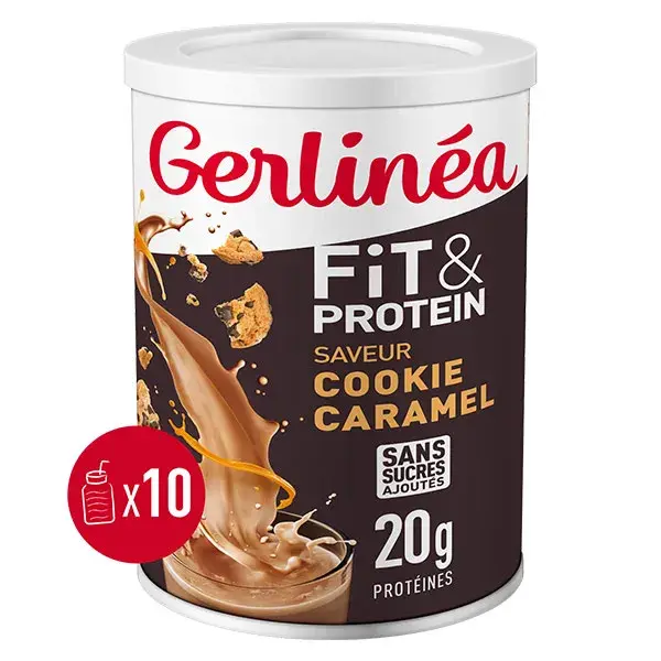 Gerlinéa Fit & Protein Milkshake Protéiné Cookie & Caramel 20 G De Protéines Boite 10 Milkshakes