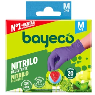 Bayeco Heavy Duty Nitrile Gloves Purple Size M 20 pcs