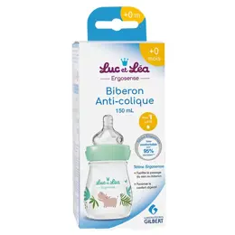 Luc et Léa Biberon Plastique Vert Hippopotame 150ml