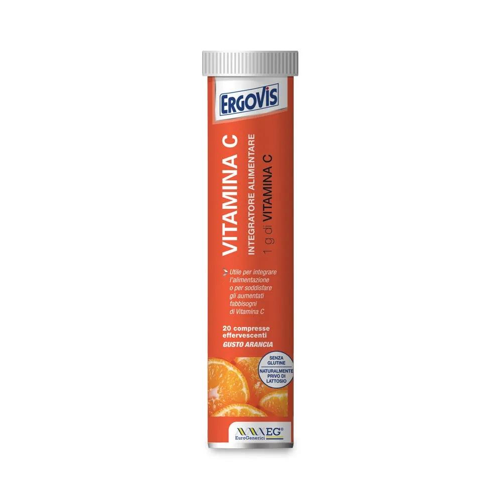 Ergovis Vitamina C Integratore 1000 mg di Vitamina C 20 Compresse Effervescenti