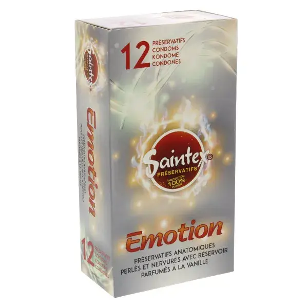 Estipharm Saintex Emotion Perlé et Nervuré 12 Préservatifs
