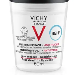 Vichy Homme Déodorant Anti-Transpirant Anti-Traces 48h Roll-On Lot de 2 x 50ml