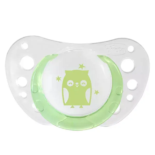 Chicco Pacifier Physio Air Silicone Phosphorescent +0 Green Pink + Sterilisation Box