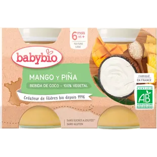 Babybio Yaourt Végétal Coco, Mangue et Ananas +6m 2x130 gr
