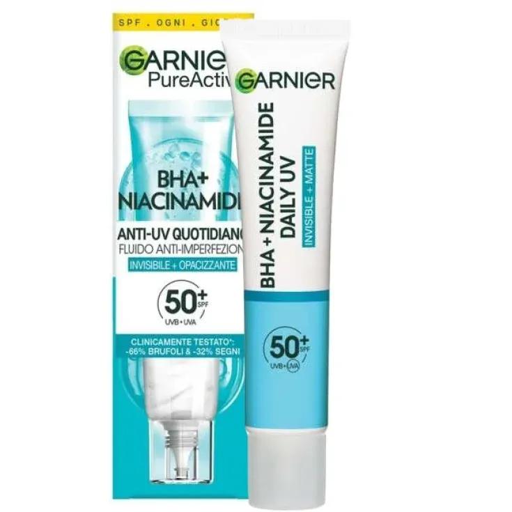 Garnier Pure Active Anti-Uv Fluido Anti-Imperfezioni Bha+ e Niacinamide Spf50+ 40 ml