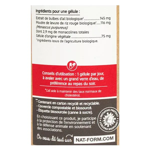 Nat & Form Eco-responsible Organic Red Yeast Rice and Garlic 200 vegetable capsules