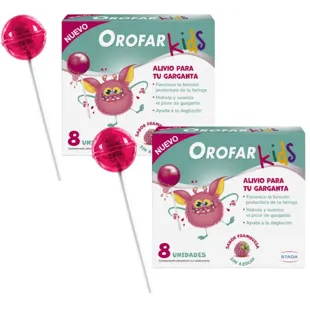 OROFAR Kids Soothing Throat Lollipops +3 Years Raspberry 2x8 units
