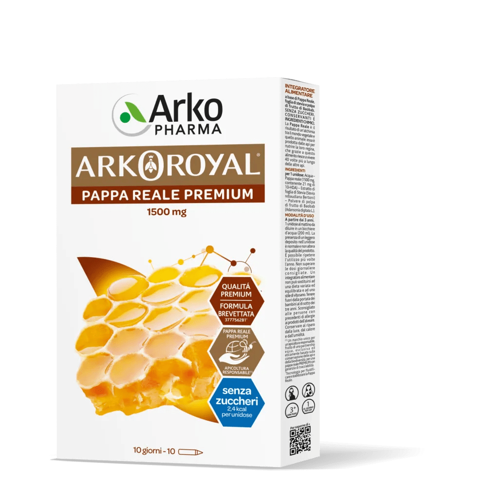 Arkoroyal Pappa Reale Integratore Senza Zucchero 1500 mg 10 Fiale