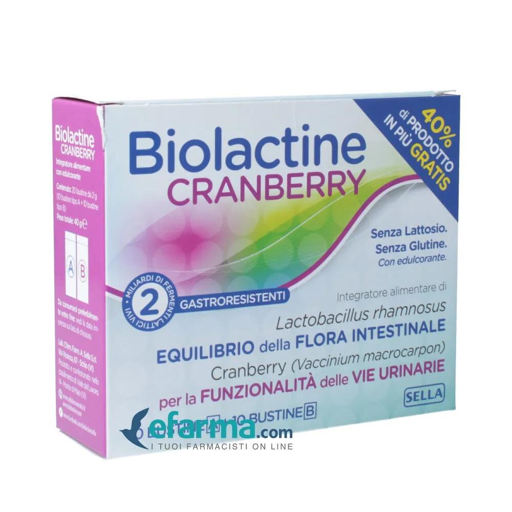 Biolactine Cranberry Integratore per le Vie Urinarie 10+10 Bustine