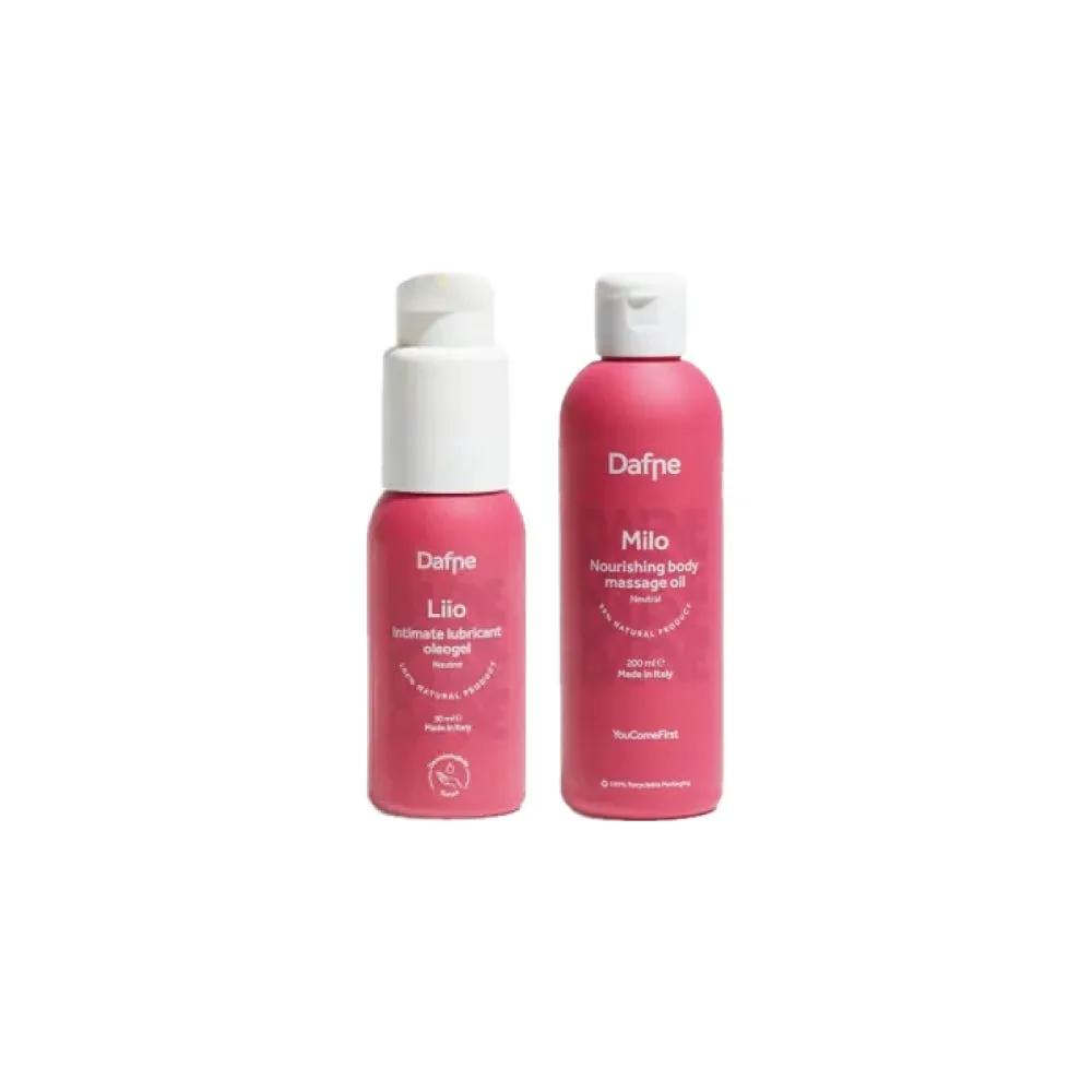 Dafne Doride Lubrificante Naturale Intimo Neutro Travel Size 50 ml + Dafne Milo Olio Naturale Per Massaggio Corpo Neutro 50 ml