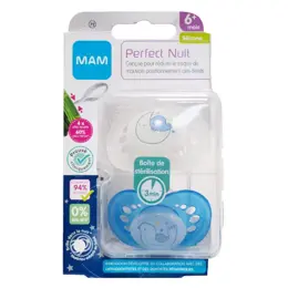 MAM Sucette Perfect Silicone Nuit Oiseau Lune +6m Lot de 2 + Boîte de Stérilisation