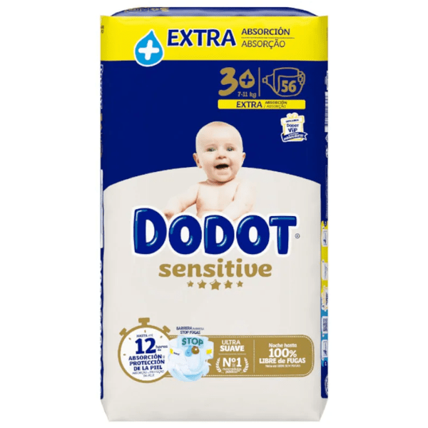Dodot Sensitive Extra Diapers Size 3+ 7-11Kg 60Uds